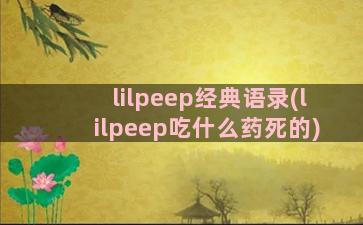 lilpeep经典语录(lilpeep吃什么药死的)